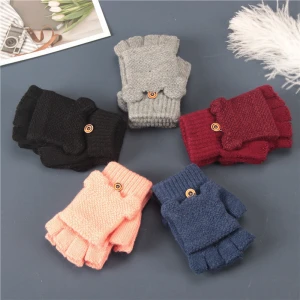 Cheap Kid Glove warm knitted Magic gloves Solid color Mittens for student Children Gloves