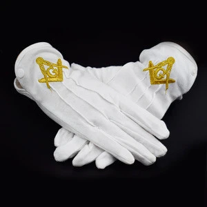 cheap Masonic glove high quality mason mitten freemason cotton gloves