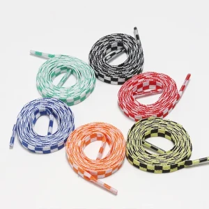 Checkered flat 8mm width 100-180cm Colorful Checker print shoe laces 6 colors flat fashion shoelaces for sneakers