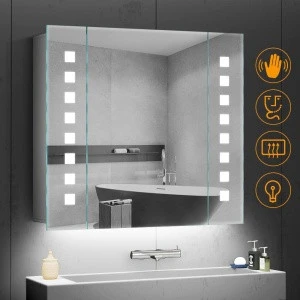 China Factory Custom Lighted Vanity Illuminated Stainless Steel Mirror LED Mirror Medicine Cabinet in Bathroom