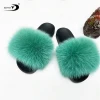 Chinese Winter Wholesale Fashion Furry Slides Open Toe Lady Fox Fur Animal Slippers For Summer