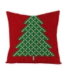 Christmas Throw Pillow Case Snowflake Xmas Trees Holiday Decorative Cushion Cover Cotton Linen 18x18 Inch