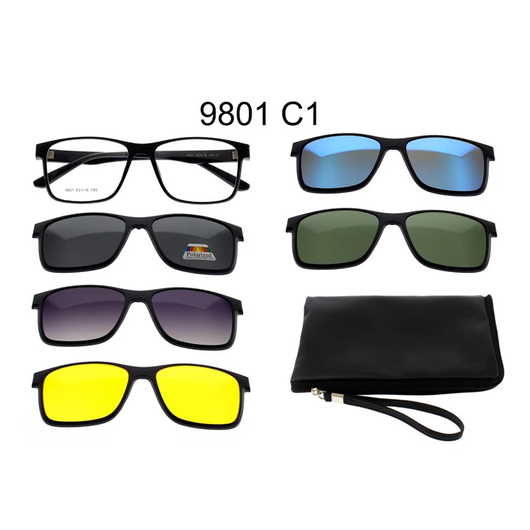 Clip on glasses chain magnet glasses 2021 sport eyewear 5 in 1 set clip on sun glasses