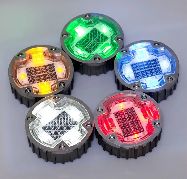 Color customized solar single-sided LED road stud light reflective cast aluminum road stud