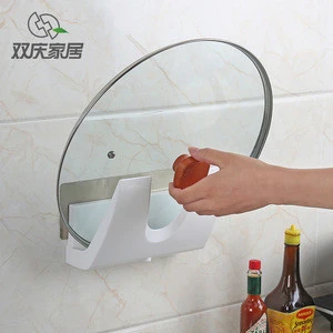 creative Non-marking Sucker Lid Rack Wall Mounted Pan Cover Racks Strong Load-bearing Removablewall mounted kitchen pot lid rack