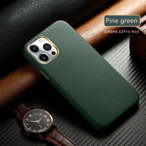 CUAP105 Amazon custom hot sale phone case metal button metal camera flame protect genuine leather for iphone 12 pro max