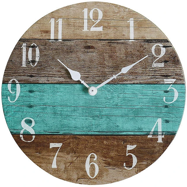 Custom 12-inch modern home decor antique wooden battery-powered wall clock