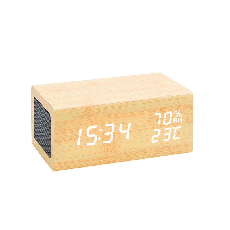 Custom Corporate Gift Adjustable Luminance Rechargeable Quiet Trendy Alarm Clock With BT Speaker