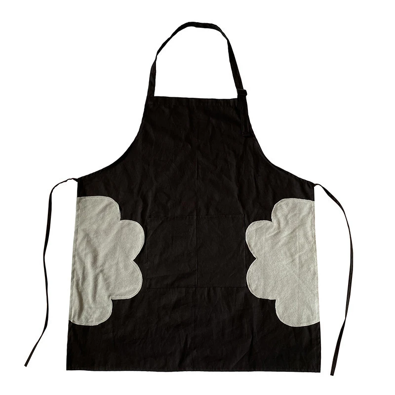 Custom Design Black Cotton Twill Funny Cleaner Bib Cook Apron with hand towel