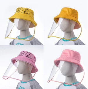 Custom Embroidery Protective Kids Bucket Hat Cap Removable Face Shield