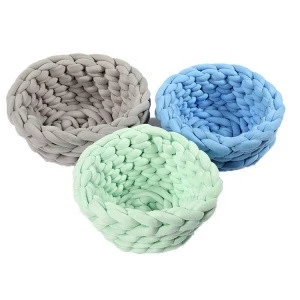 Custom  Handmade Round Chunky Soft Indoor Pet Dog Accessories Nest Cotton Cat Knitted Bed