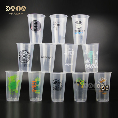 Buy Custom Logo Printed Disposable Cold Hot Drink Lid Plastic Cup Clear ...