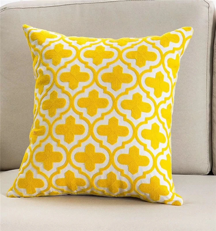 Custom Made Design 3D Towel Embroidered Pillow Yellow Serious Throw Pillow