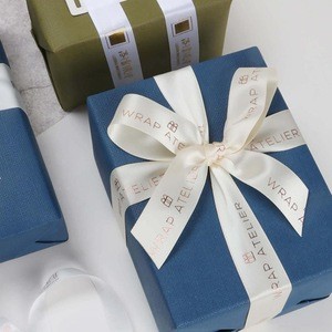Custom polyester satin ribbon printing brand logo ribbon gift wrap wedding
