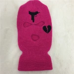Custom winter  acrylic embroidered logo  three hole ski mask Balaclava safety  beanie hat