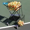 Customized durable metal wire basket wheel tennis ball basket trolley rack stand