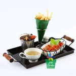 Customized four Colors  Process Printing and Tinplate Metal Type unique serving trays