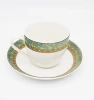 Customized Print Logo Ceramic Coffee Cup & Saucer Drinks Cup White Ceramic
