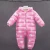Import Cute winter autumn down baby rompers thicken printed zipper hooded baby warm clothing set romper for baby girls from China