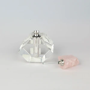 CXDGEM Crystal Gemstone Glass Rough Rose Quartz Single Side Tumbled Perfume Bottle