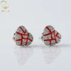 Dazzling Trendy Design VVS Moissanite Broken Heart Cluster Earrings Solid Gold Unisex Heart Stud Screw Back Earrings