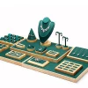 DIGU Luxury green colour jewelry wood display stand for earring bracelet wooden jewelry packaging display set