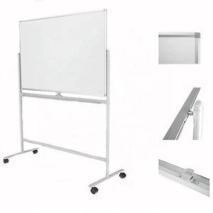 Double Sided Mobile Magnetic Dry Erase Writing White Board with Movable Metal Castors for School and Classroom