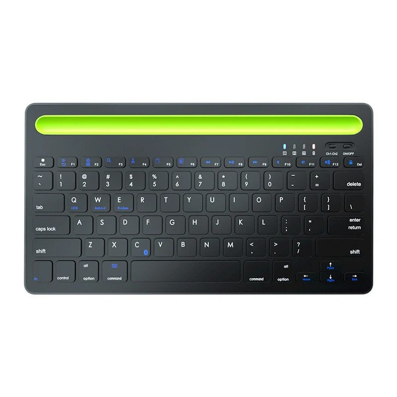 Dual Channel Multi-Device Rechargeable BT Wireless Keyboard with built-in stand for Smartphone and tablet