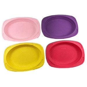 EcoNewLeaf 9.3 inch Supermarket Display Food Sushi Tray Custom Black Disposable Tray For Meat Fruit Vegetable Packaging