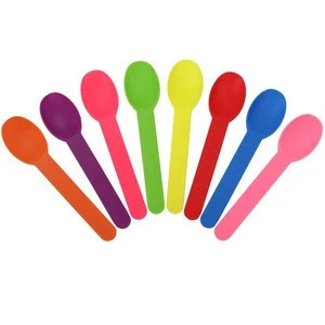EcoNewLeaf Colorful Long Custom Logo Disposable Ice Cream Spoon Biodegradable Yogurt Dessert Mini Spoon