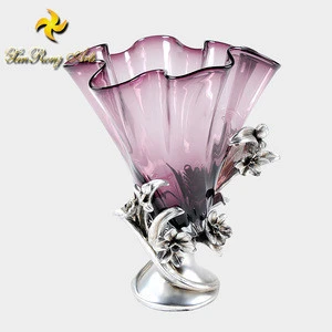 Elegance home decorative resin and glass fruit tray and flower vase set