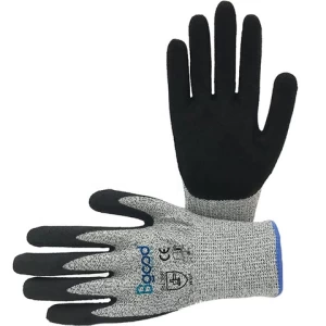 EN388 Level 5 Anti Cut Gloves with black sandy nitrile Coating Palm for kitchen glasses metal mesh handling