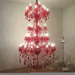 European-Style Red Chandelier Hotel Banquet Hall Auditorium Wedding KTV Lobby Restaurant Crystal Pendant Lamp Engineering