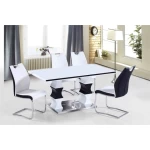 Extendable MDF high gloss dining room table and chair set