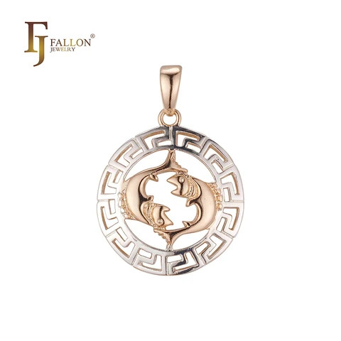 F96100045 FJ Fallon Fashion Jewelry pendant Zodiac Greek Gey Halo of Pisces Plated in Rose Gold two tone