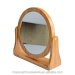 Factory bamboo Round Small Pocket Makeup Mirror