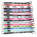Factory custom  keychain badge holder with love pink lanyard sublimation
