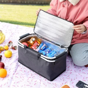 Factory Large Capacity Delivery Food Bag Foldable Picnic Cooler Bag Custom Outdoor Cooler Basket