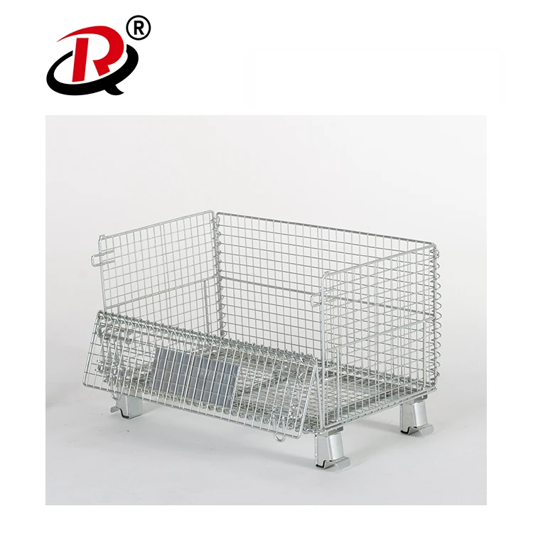 Factory Supplier Wire Mesh Container Trolly Box Cage Metal Bin Storage Container Welded Wire Mesh Box