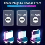 Factory supply 3 in 1 led nylon detachable magnetic charging data cable 2.4a charging type c usb cable