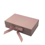 Factory Surprised Elegant Wedding Dress Garment Collapsible Cardboard Flat Folding Gift Box Packaging With Ribbon