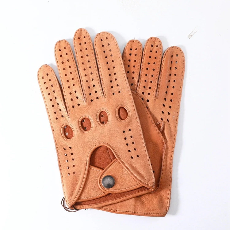 Fashion Deerskin Brown Men Leather Driving Gloves