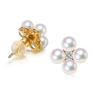 Fashion pearl accessory 9K gold stud pearl earring mounting for women