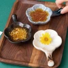 Flower Shape Ceramic Food Dish Small Soy Sauce Dipping Round Shaped Ceramic Dish with Handle