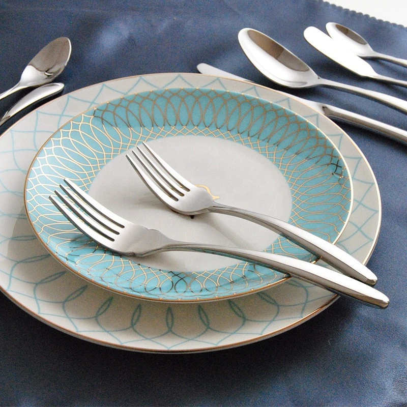 Food Grade 18/8 Stainless Steel Cutlery Set Silver Fork Knife Spoon Flatware Set