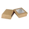 food grade foldable brown salad paper box with clear window take away container package