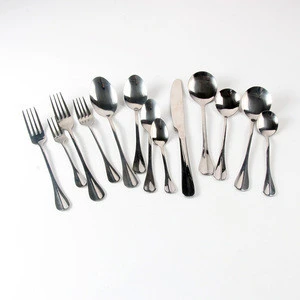 Food grade stainless steel cutlery set heavy duty dinner steak knife flatware set spoon fork silverware for restaurant dining