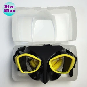 Free dive equipment dive mask snorkel set with box bat style adult SCUBA mask snorkel set color Black Blue Yellow