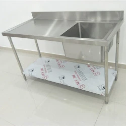 free standing custom stainless steel metal sink commercial single kitchen sink with right/left drainboard