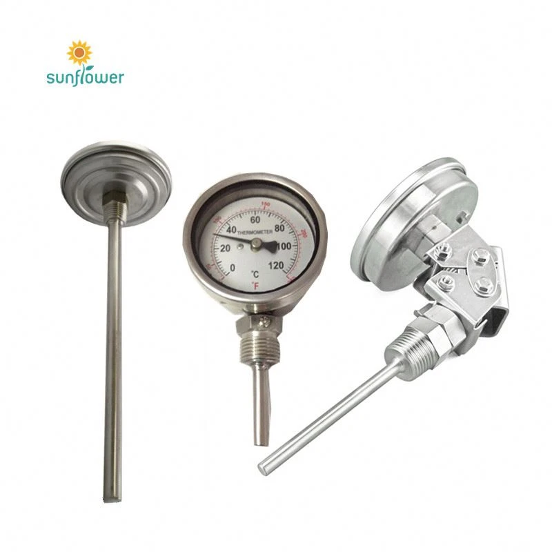Full stainless steel Boiler Bimetal Water Temperature Gauge Thermometer